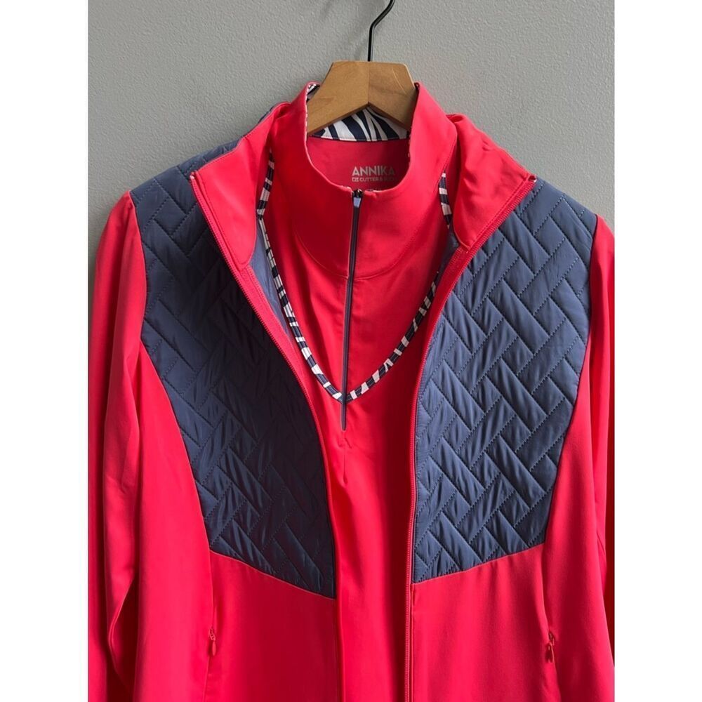 Annika by Cutter & Buck Women's Red & Navy Quilted Golf Jacket and Polo Set